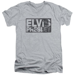 Elvis Presley Block Letters Men's 30/1 Cotton Slim V-Neck T-Shirt