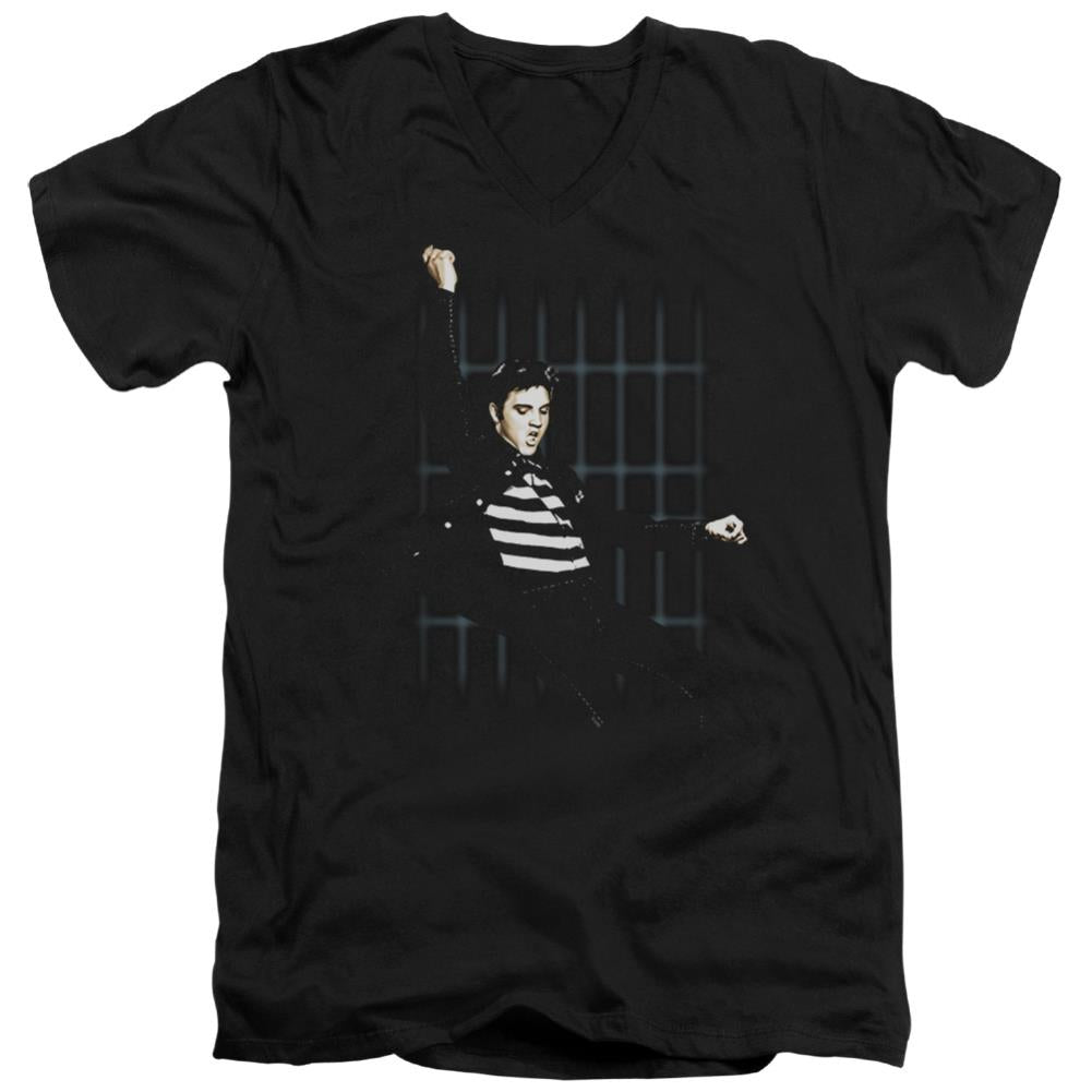 Elvis Presley Blue Bars Men's 30/1 Cotton Slim V-Neck T-Shirt