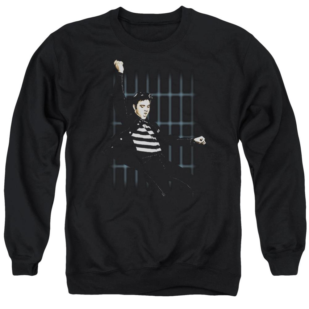 Elvis Presley Blue Bars Men's Crewneck 50 50 Poly Long-Sleeve T-Shirt