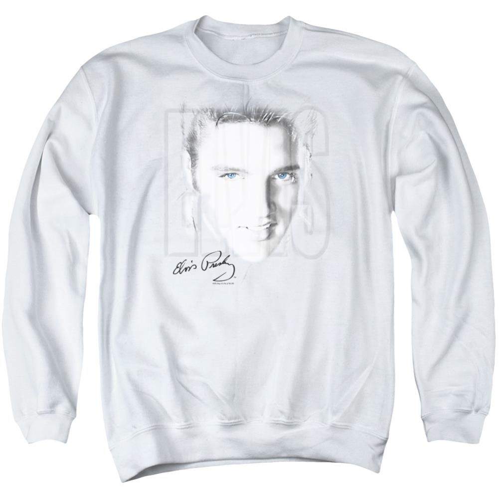 Elvis Presley Blue Eyes Men's Crewneck 50 50 Poly Long-Sleeve T-Shirt