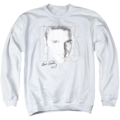Elvis Presley Blue Eyes Men's Crewneck 50 50 Poly Long-Sleeve T-Shirt