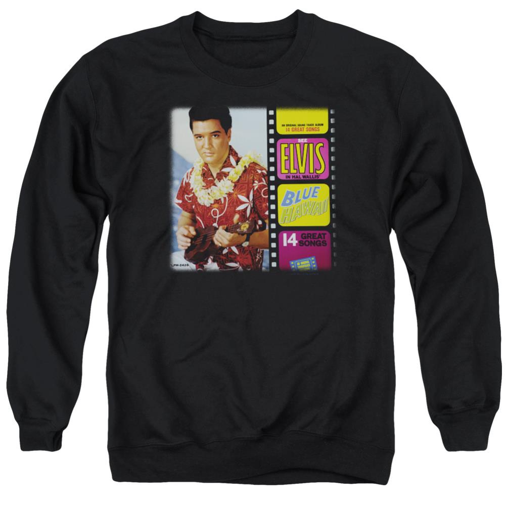 Elvis Presley Blue Hawaii Album Men's Crewneck 50 50 Poly Long-Sleeve T-Shirt