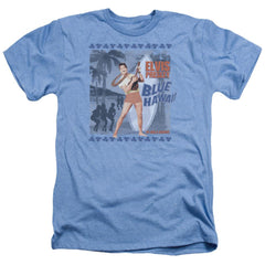 Elvis Presley Blue Hawaii Poster Men's 30/1 Heather 60 40 Poly Short-Sleeve T-Shirt