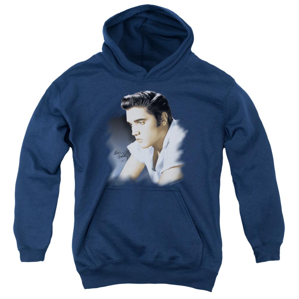 Elvis Presley Blue Profile Youth Cotton Poly Pull-Over Hoodie