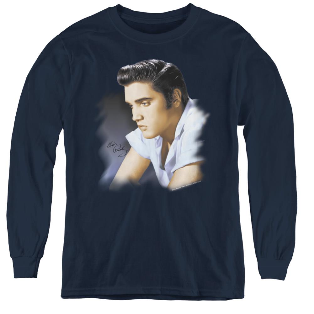 Elvis Presley Blue Profile Youth Long-Sleeve T-Shirt