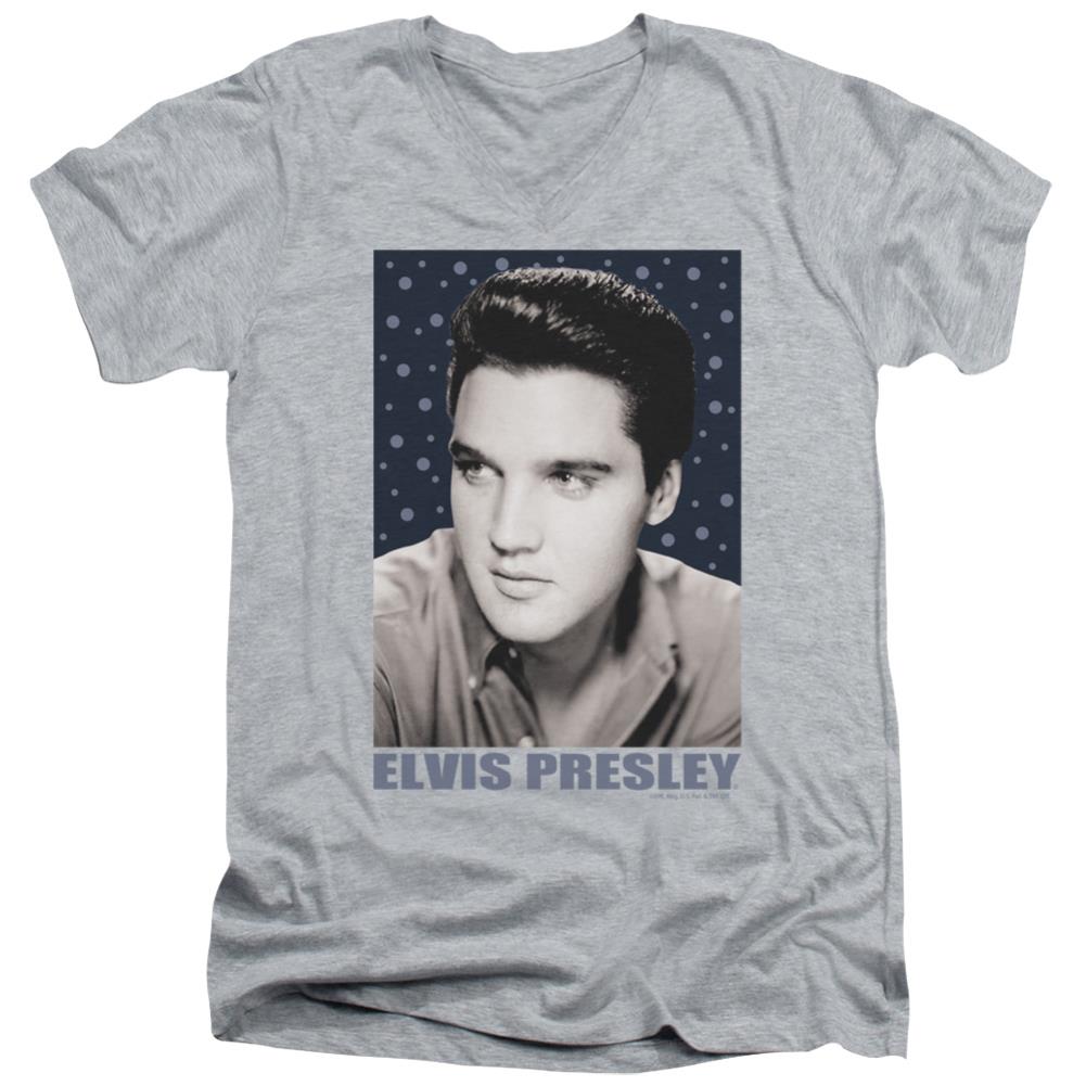 Elvis Presley Blue Sparkle Men's 30/1 Cotton Slim V-Neck T-Shirt
