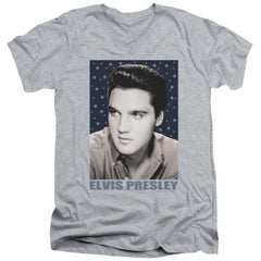 Elvis Presley Blue Sparkle Men's 30/1 Cotton Slim V-Neck T-Shirt