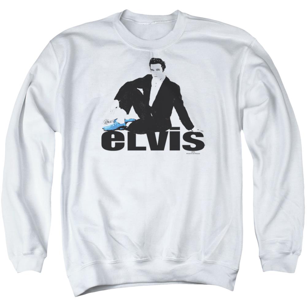 Elvis Presley Blue Suede Men's Crewneck 50 50 Poly Long-Sleeve T-Shirt