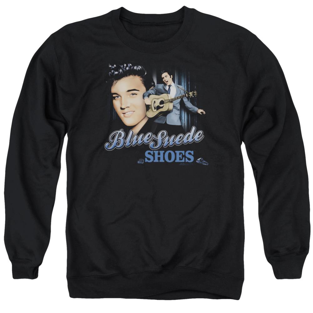 Elvis Presley Blue Suede Shoes Men's Crewneck 50 50 Poly Long-Sleeve T-Shirt
