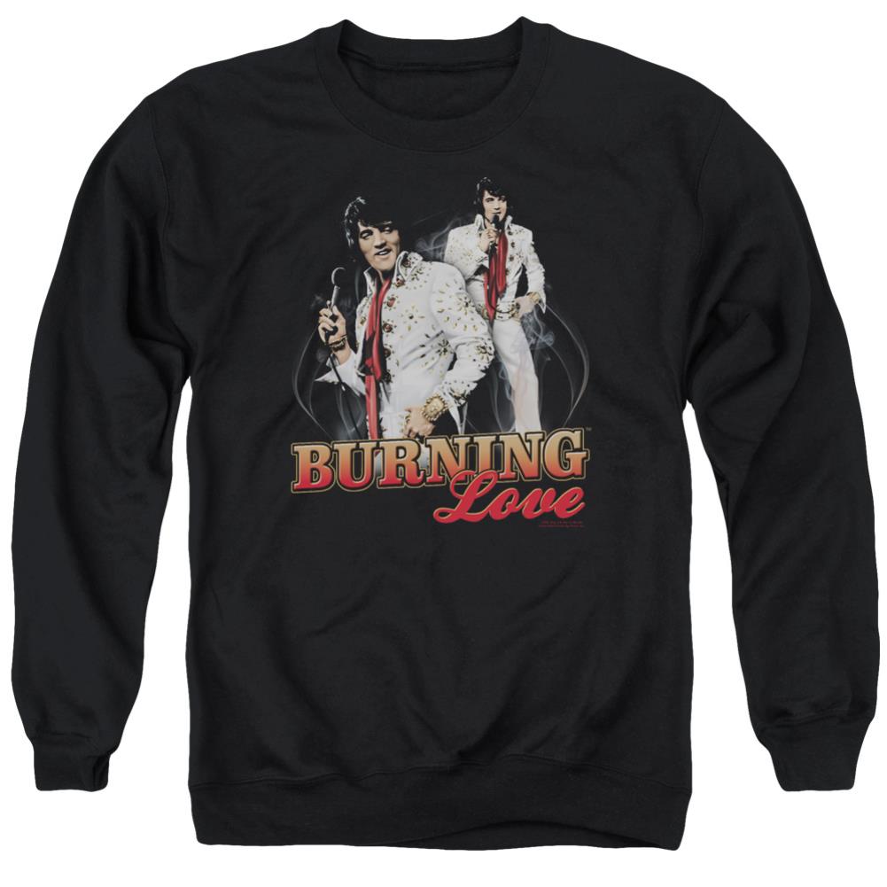 Elvis Presley Burning Love Men's Crewneck 50 50 Poly Long-Sleeve T-Shirt