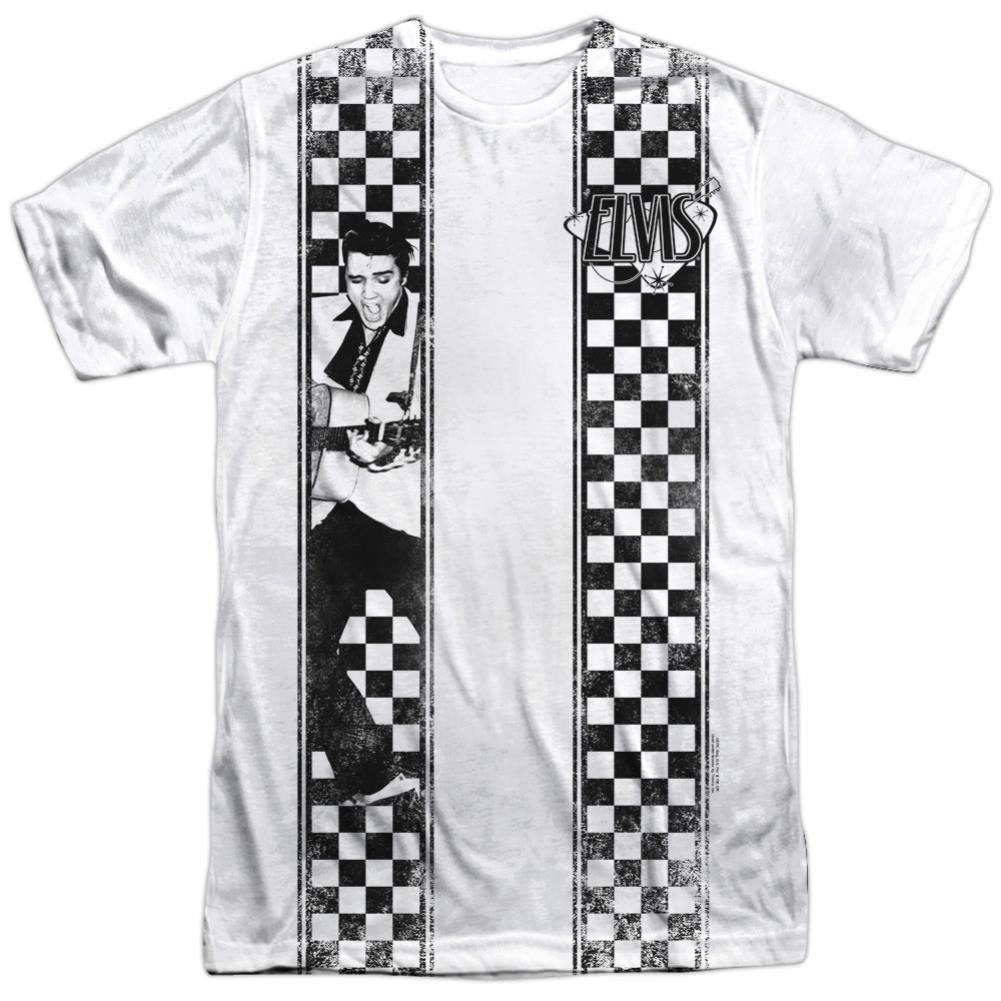 Elvis Presley Checkered Bowling Shirt Men's Regular Fit Polyester Short-Sleeve T-Shirt