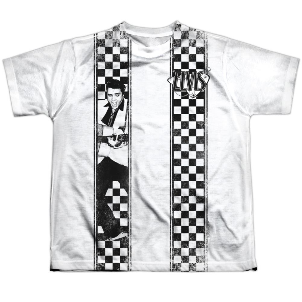 Elvis Presley Checkered Bowling Shirt Youth Regular Fit Poly Short-Sleeve T-Shirt