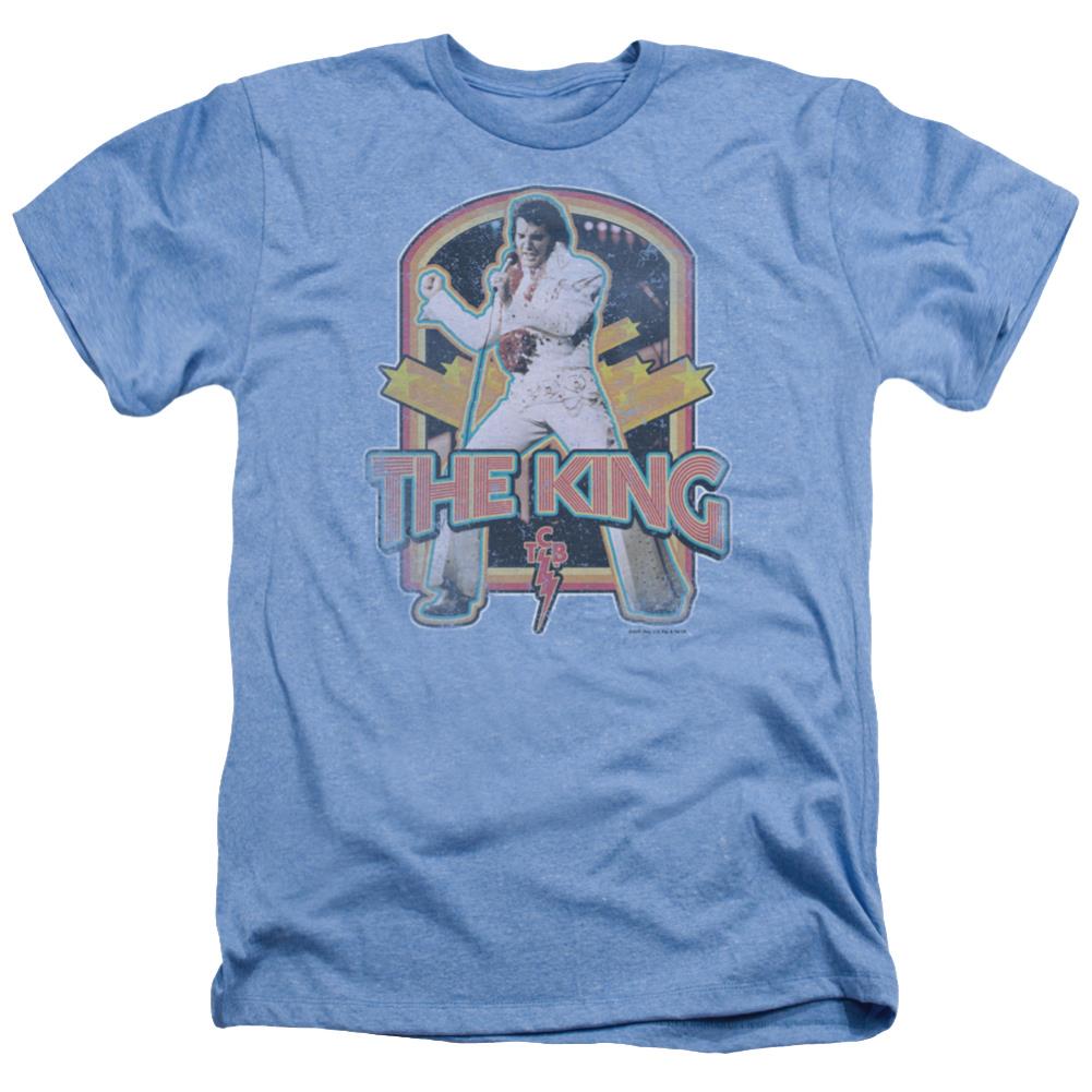 Elvis Presley Distressed King Men's 30/1 Heather 60 40 Poly Short-Sleeve T-Shirt