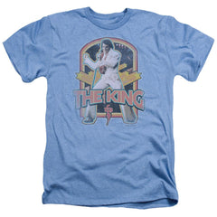 Elvis Presley Distressed King Men's 30/1 Heather 60 40 Poly Short-Sleeve T-Shirt