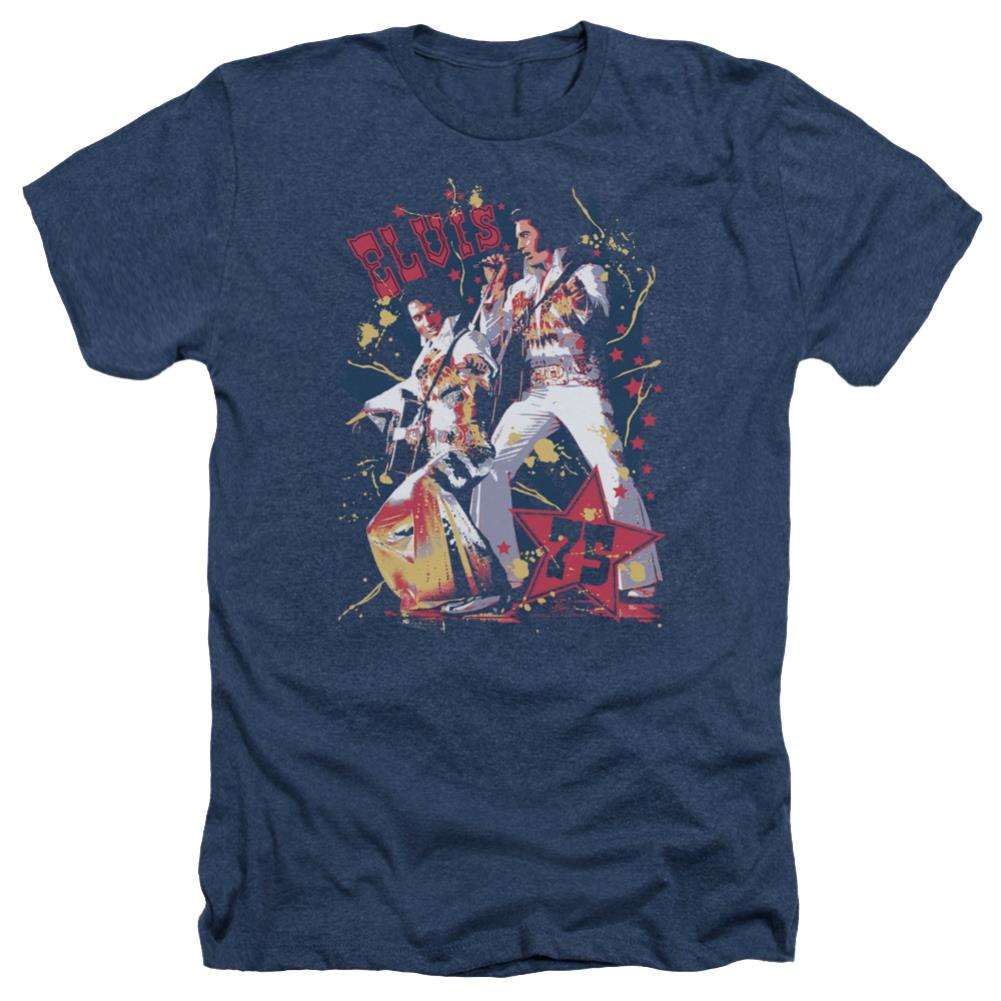 Elvis Presley Eagle Elvis Men's 30/1 Heather 60 40 Poly Short-Sleeve T-Shirt