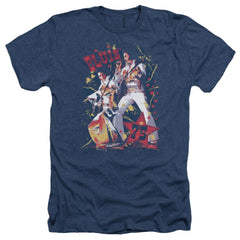 Elvis Presley Eagle Elvis Men's 30/1 Heather 60 40 Poly Short-Sleeve T-Shirt