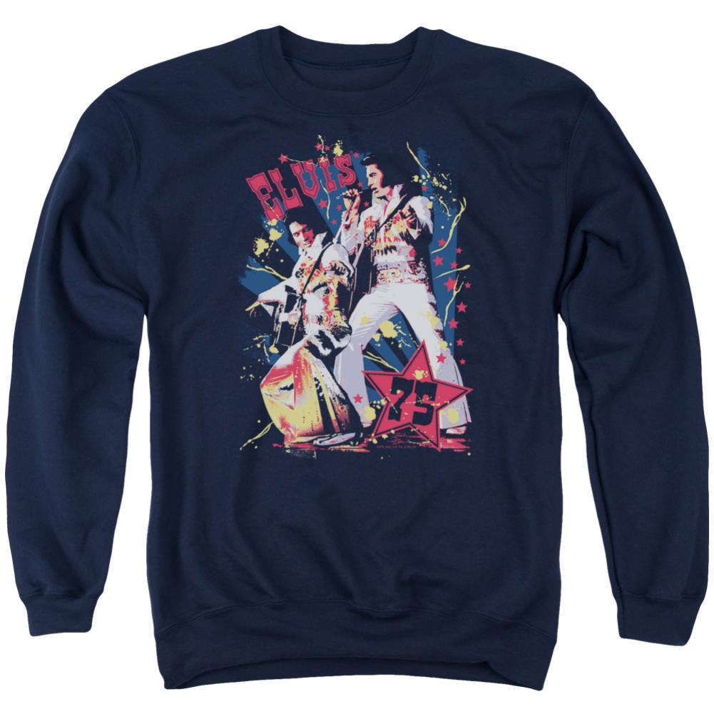 Elvis Presley Eagle Elvis Men's Crewneck 50 50 Poly Long-Sleeve T-Shirt