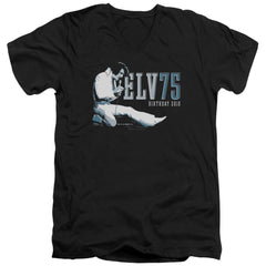 Elvis Presley Elv 75 Logo Men's 30/1 Cotton Slim V-Neck T-Shirt