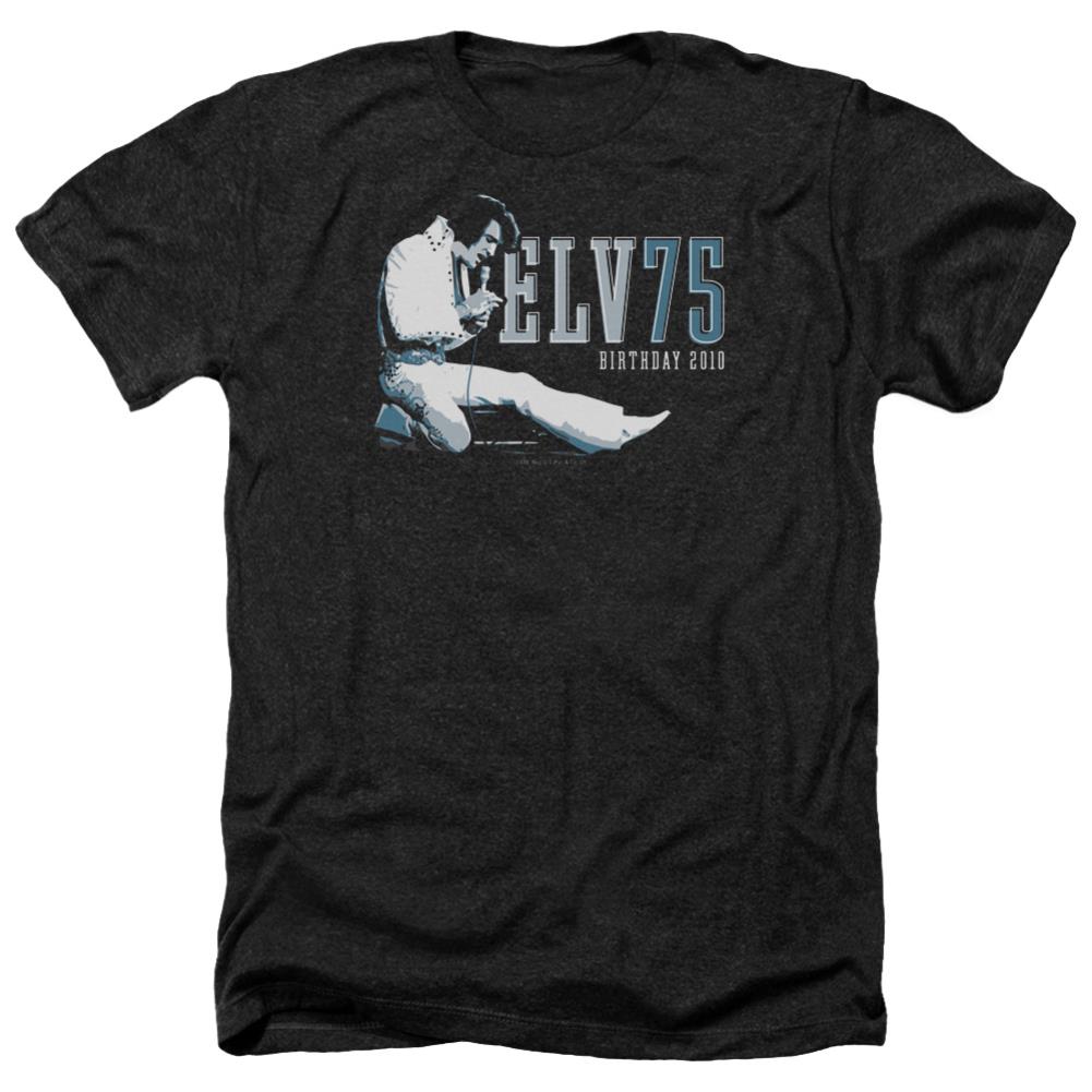 Elvis Presley Elv 75 Logo Men's 30/1 Heather 60 40 Poly Short-Sleeve T-Shirt