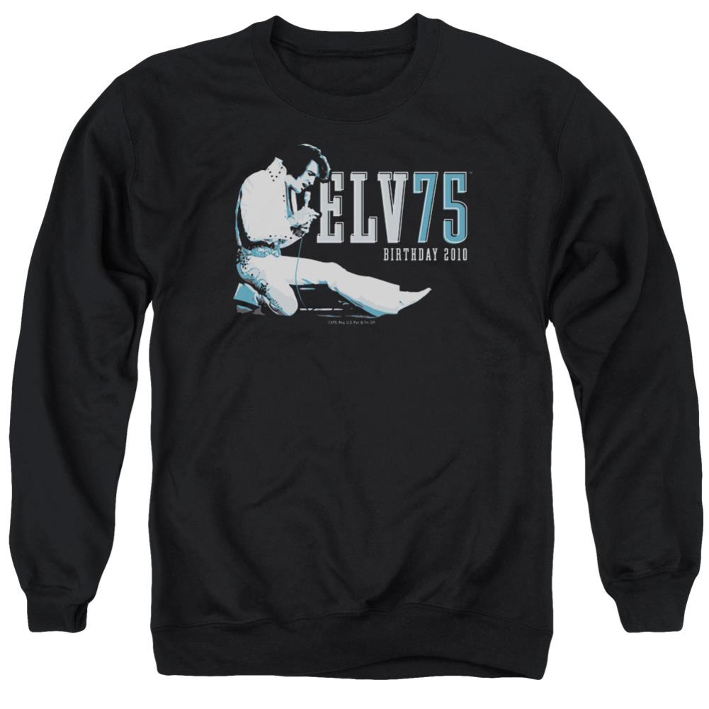 Elvis Presley Elv 75 Logo Men's Crewneck 50 50 Poly Long-Sleeve T-Shirt