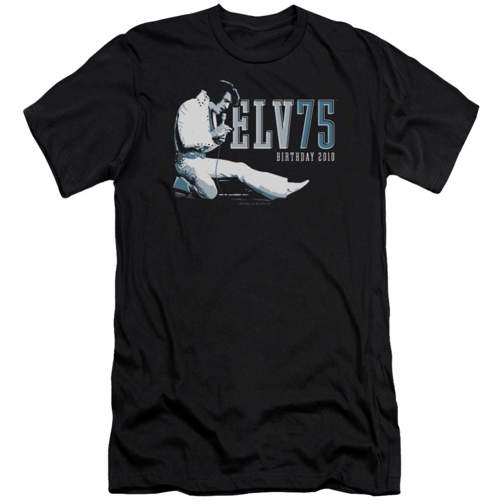 Elvis Presley Elv 75 Logo Men's Ultra-Soft 30/1 Cotton Slim Short-Sleeve T-Shirt