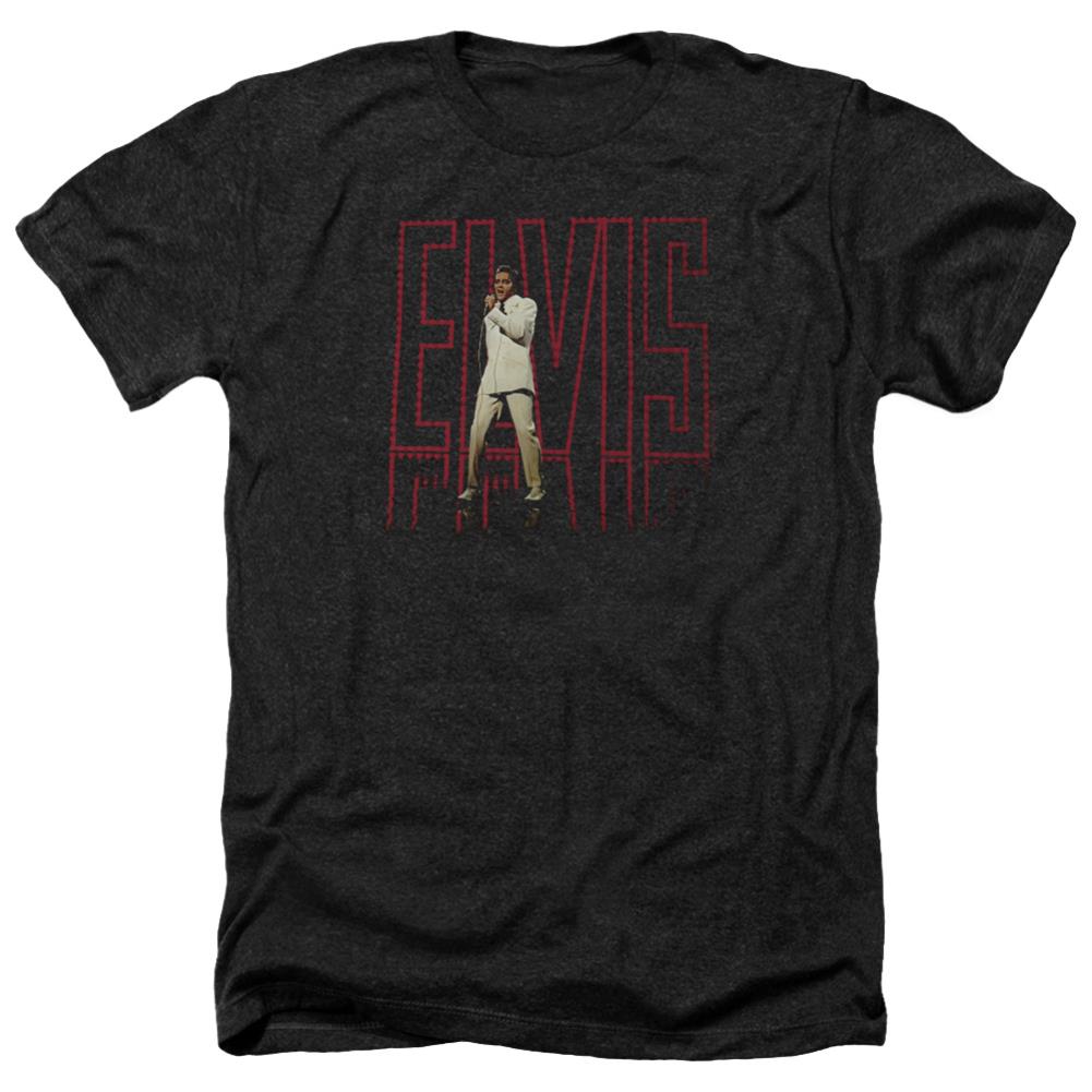 Elvis Presley Elvis 68 Album Men's 30/1 Heather 60 40 Poly Short-Sleeve T-Shirt
