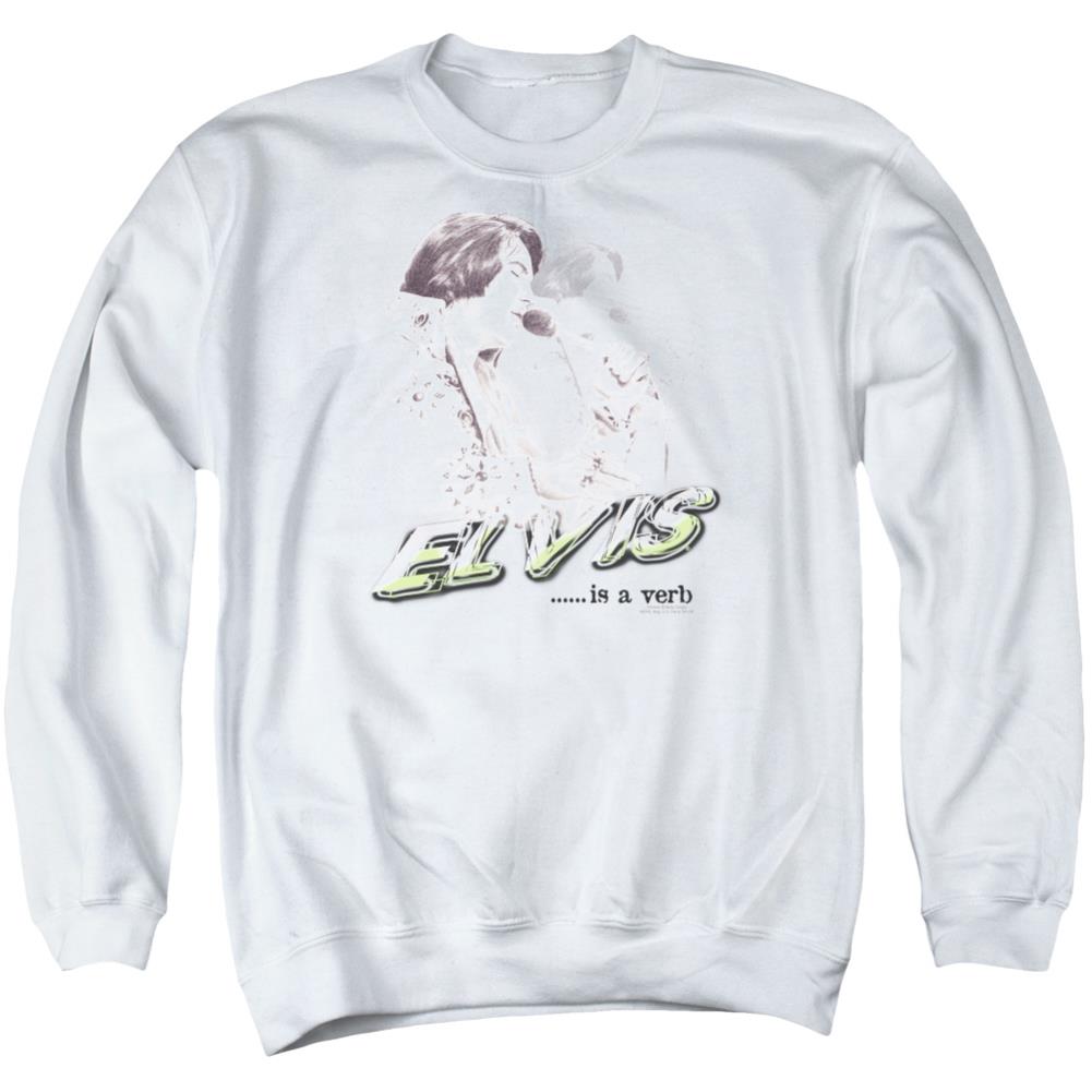 Elvis Presley Elvis Is A Verb Men's Crewneck 50 50 Poly Long-Sleeve T-Shirt