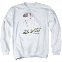 Elvis Presley Elvis Is A Verb Men's Crewneck 50 50 Poly Long-Sleeve T-Shirt