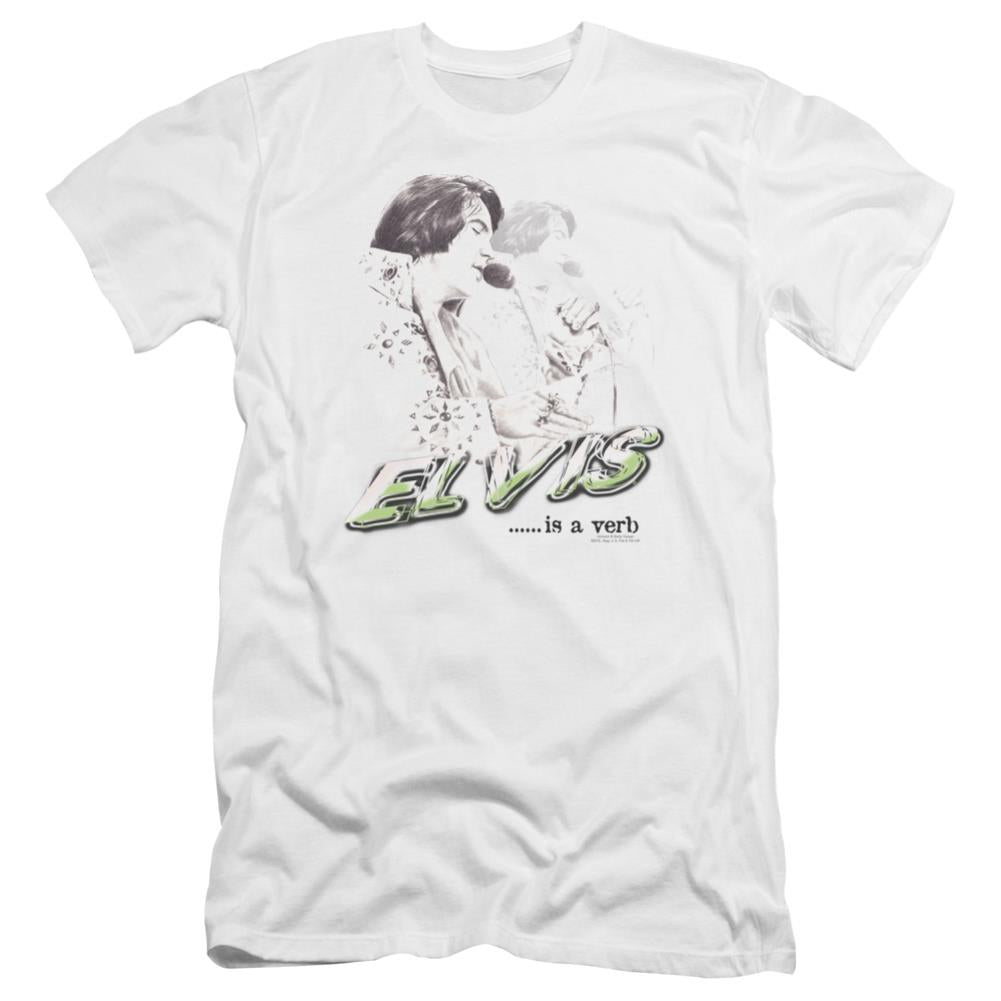 Elvis Presley Elvis Is A Verb Men's Ultra-Soft 30/1 Cotton Slim Short-Sleeve T-Shirt
