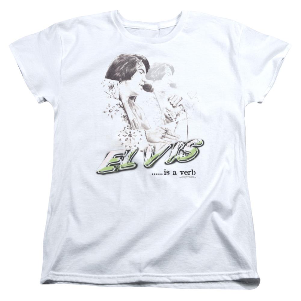 Elvis Presley Elvis Is A Verb Women's 18/1 Cotton Short-Sleeve T-Shirt