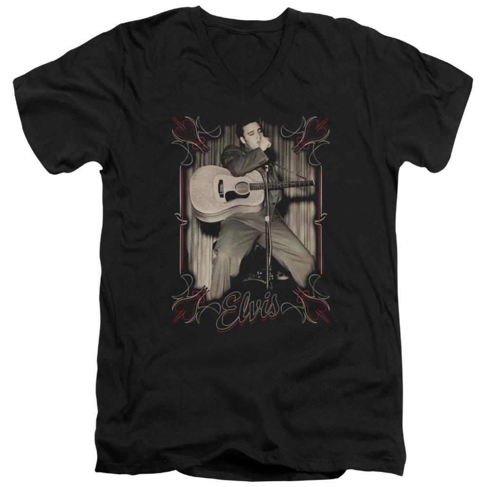 Elvis Presley Elvis Pinstripes Men's 30/1 Cotton Slim V-Neck T-Shirt