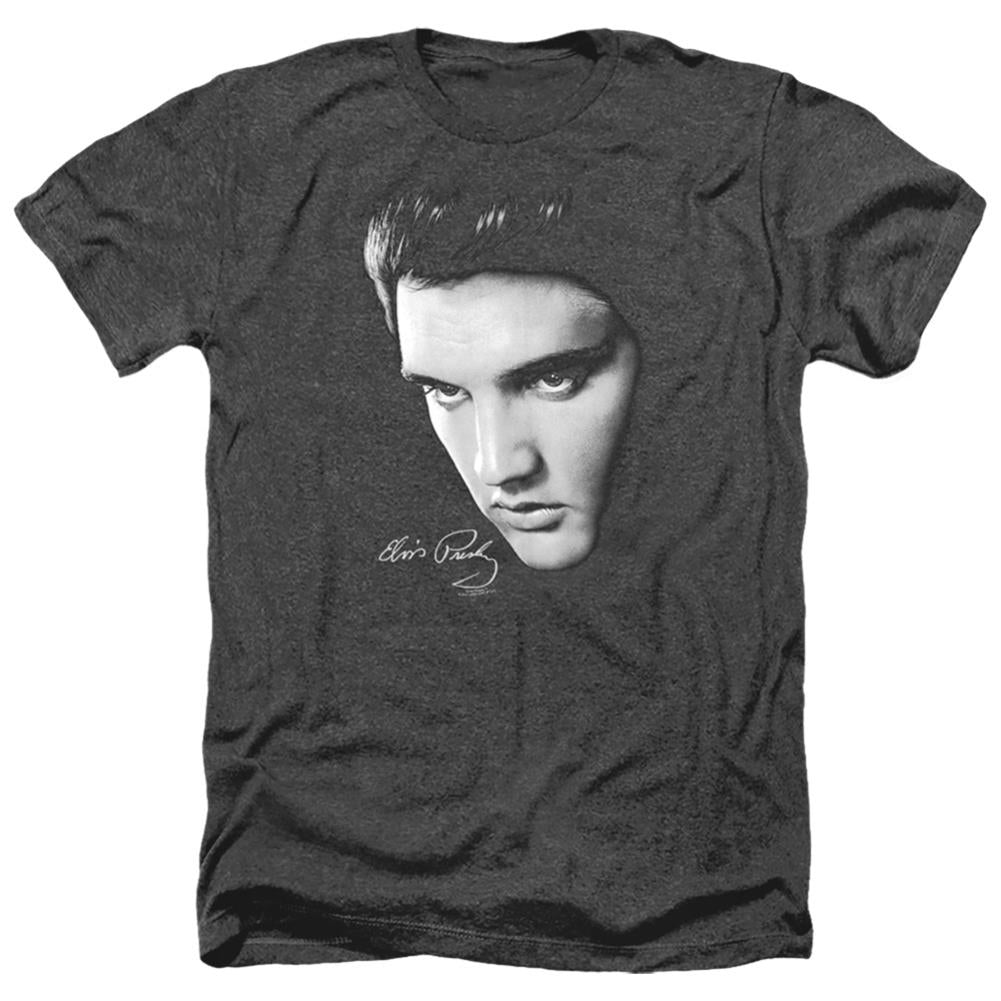 Elvis Presley Face Men's 30/1 Heather 60 40 Poly Short-Sleeve T-Shirt