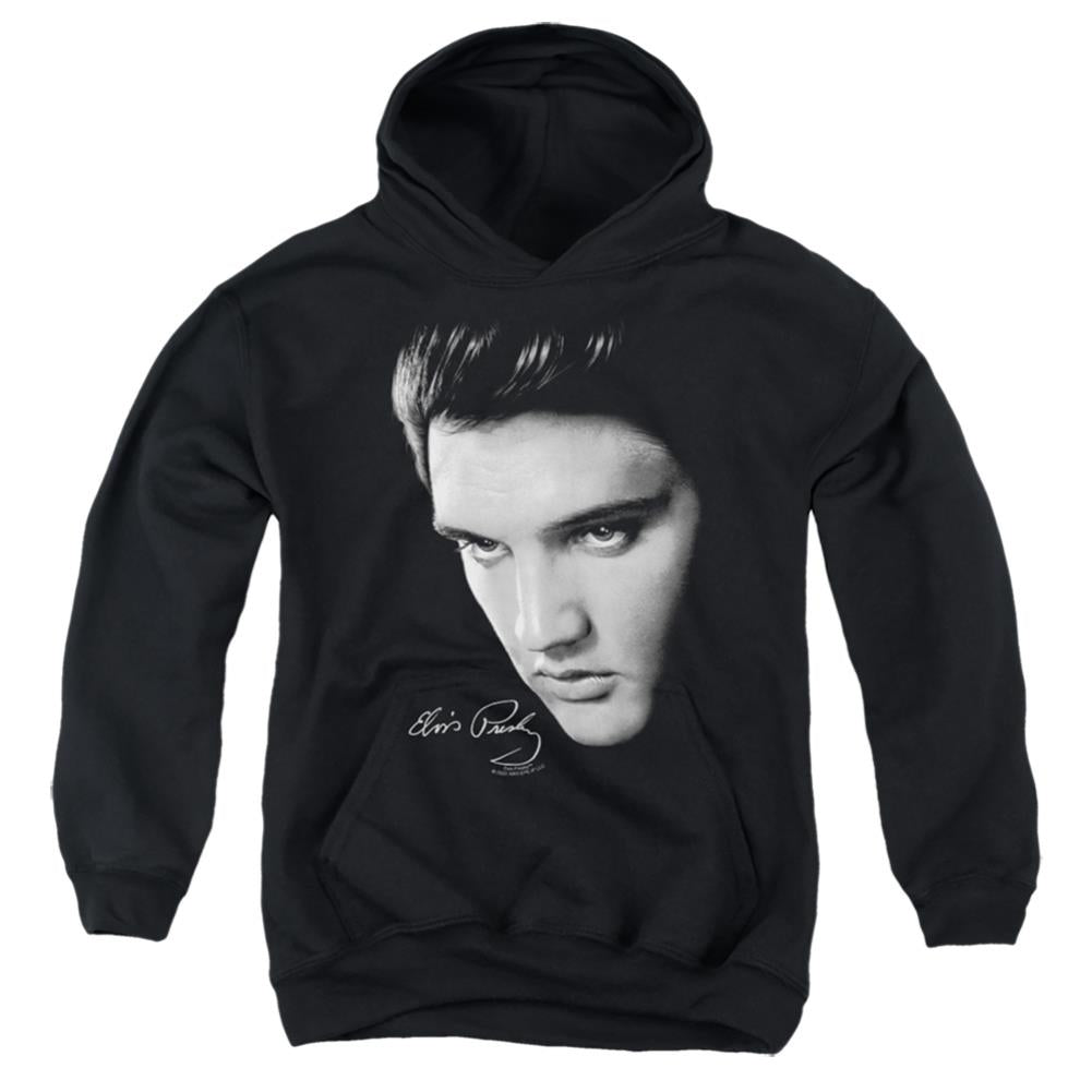 Elvis Presley Face Youth Cotton Poly Pull-Over Hoodie