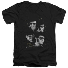 Elvis Presley Faces Men's 30/1 Cotton Slim V-Neck T-Shirt