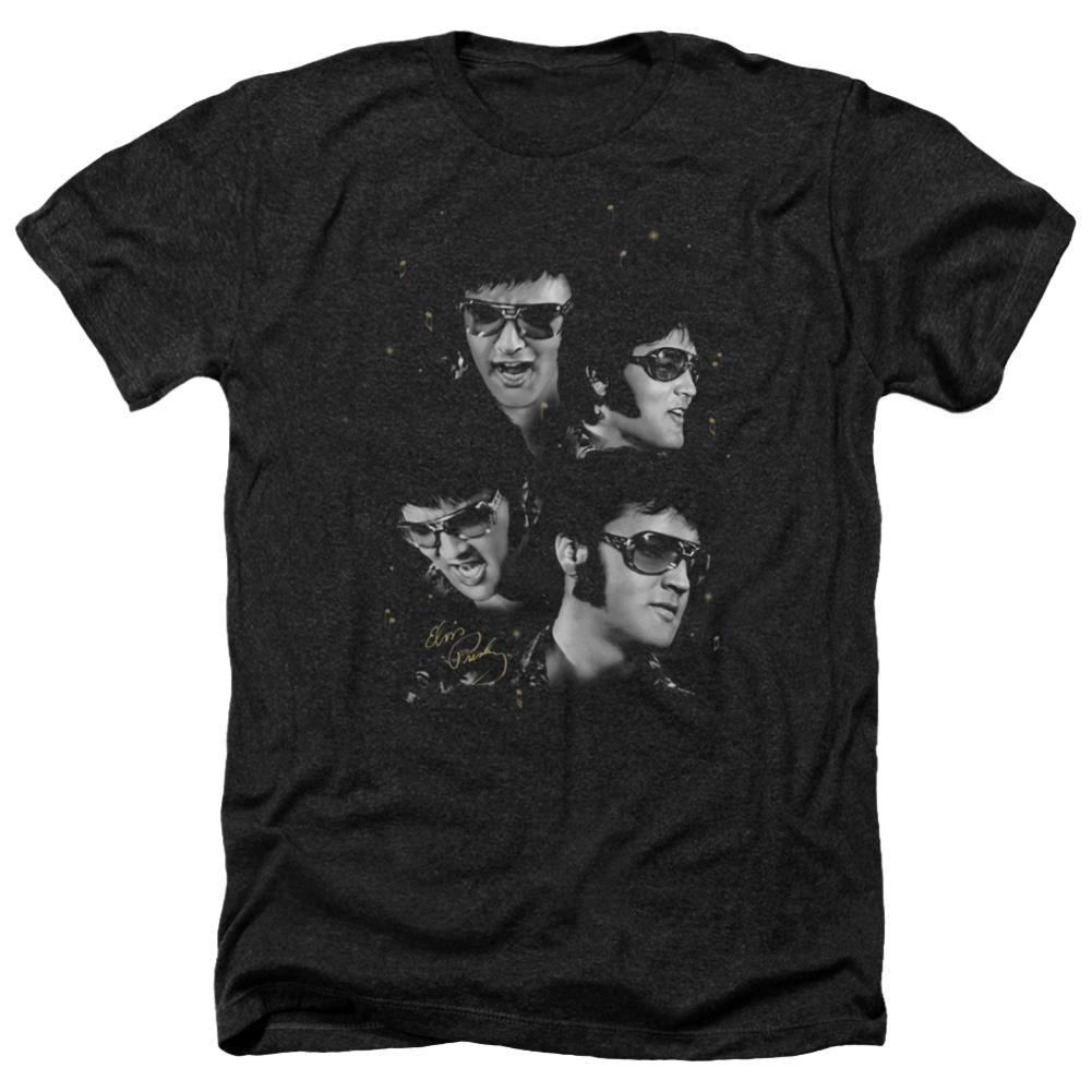 Elvis Presley Faces Men's 30/1 Heather 60 40 Poly Short-Sleeve T-Shirt
