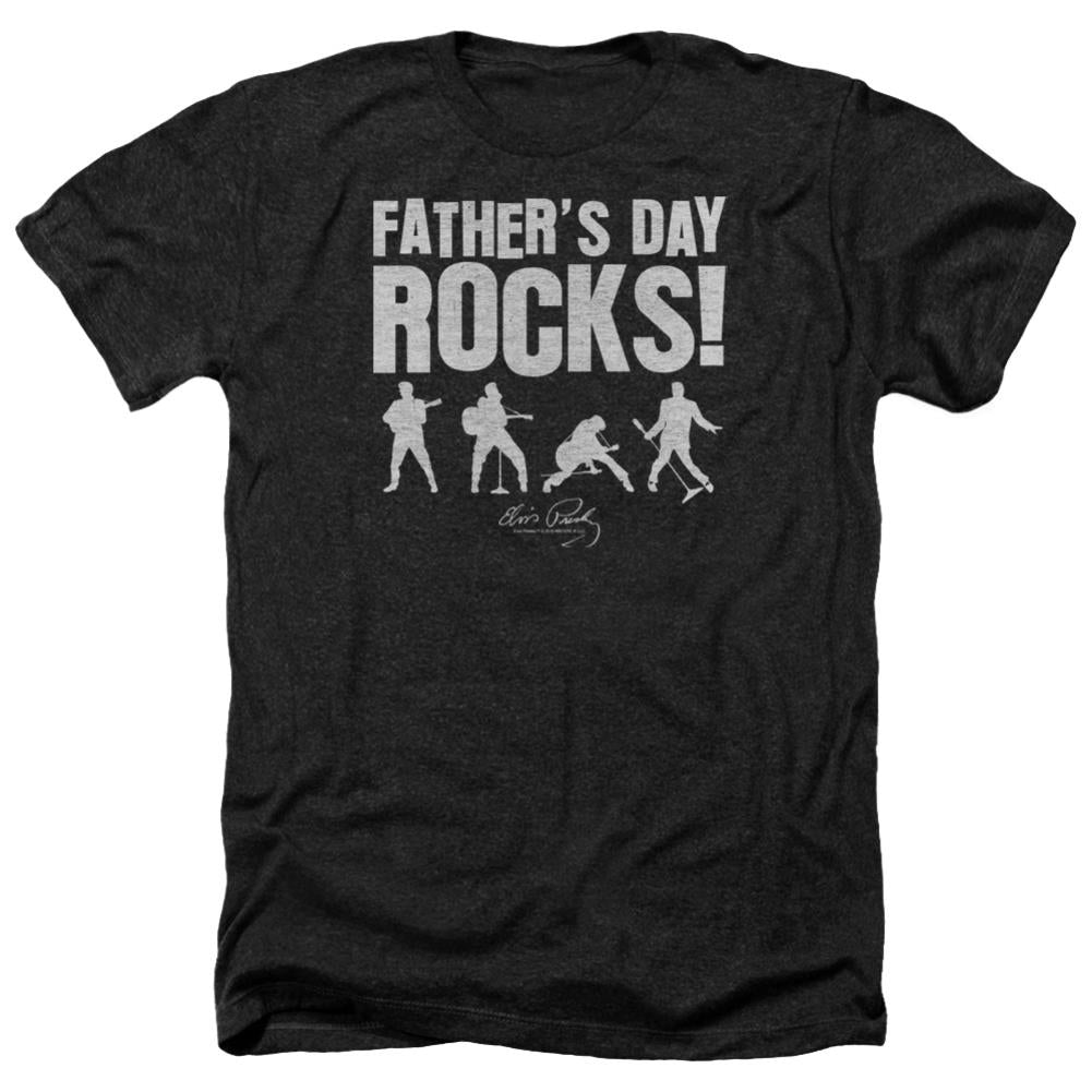 Elvis Presley Fathers Day Rocks Men's 30/1 Heather 60 40 Poly Short-Sleeve T-Shirt