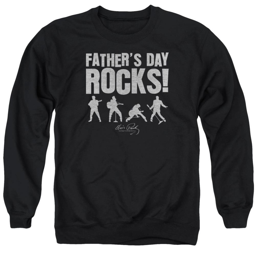 Elvis Presley Fathers Day Rocks Men's Crewneck 50 50 Poly Long-Sleeve T-Shirt