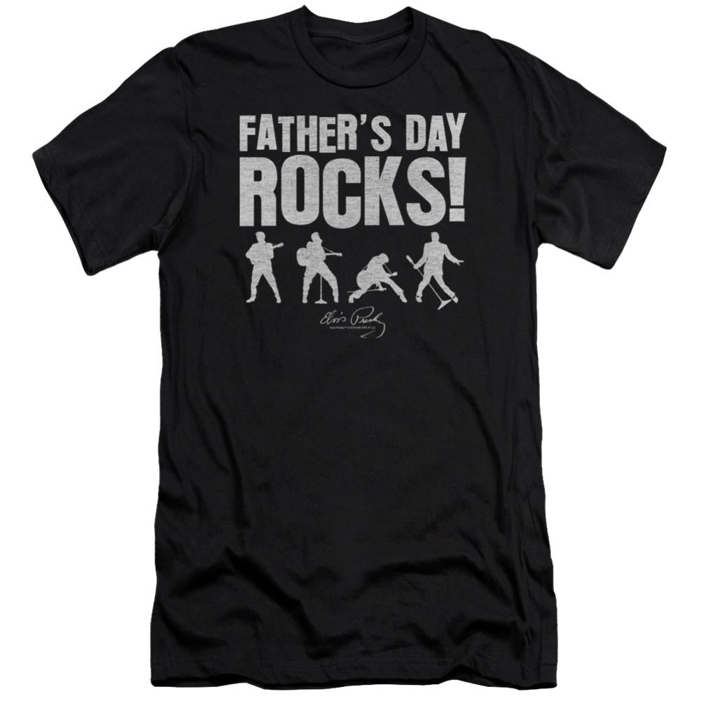 Elvis Presley Fathers Day Rocks Men's Ultra-Soft 30/1 Cotton Slim Short-Sleeve T-Shirt