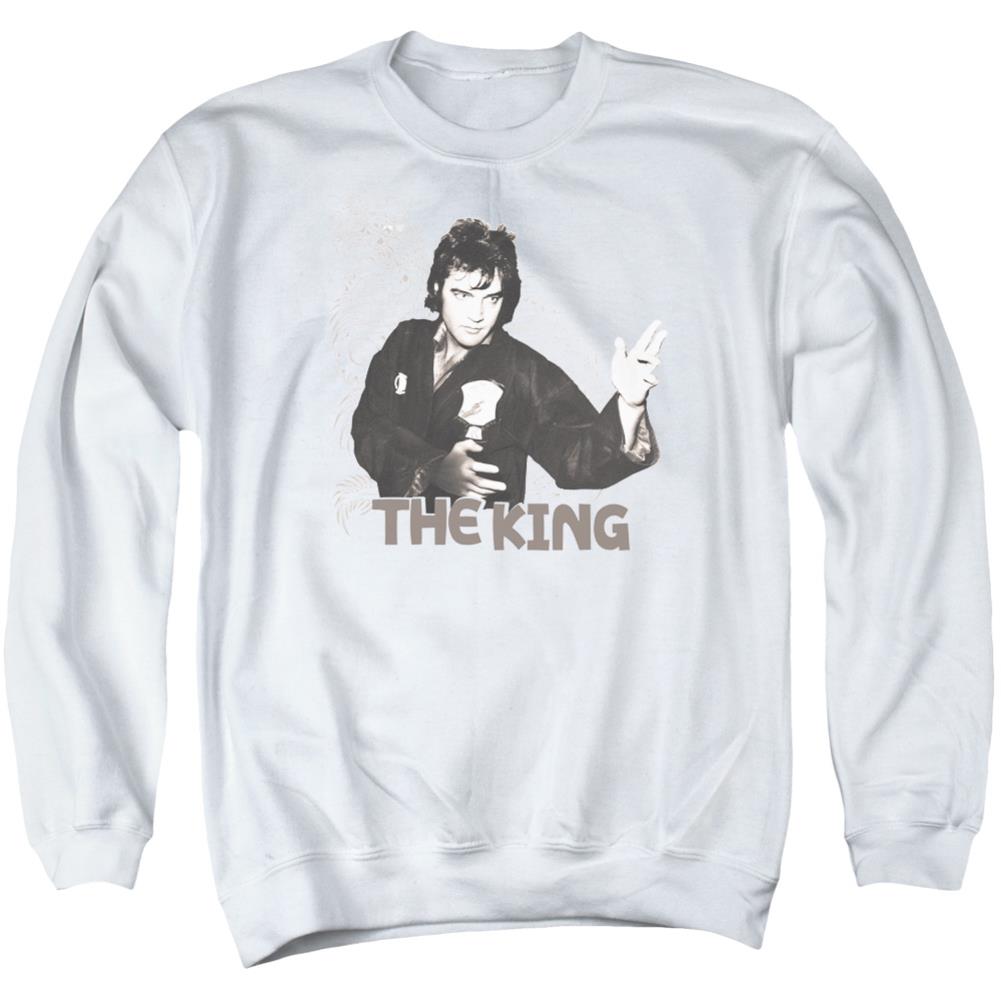 Elvis Presley Fighting King Men's Crewneck 50 50 Poly Long-Sleeve T-Shirt