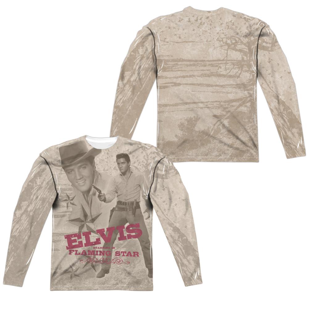 Elvis Presley Flaming Star Men's Regular Fit Polyester Long-Sleeve T-Shirt