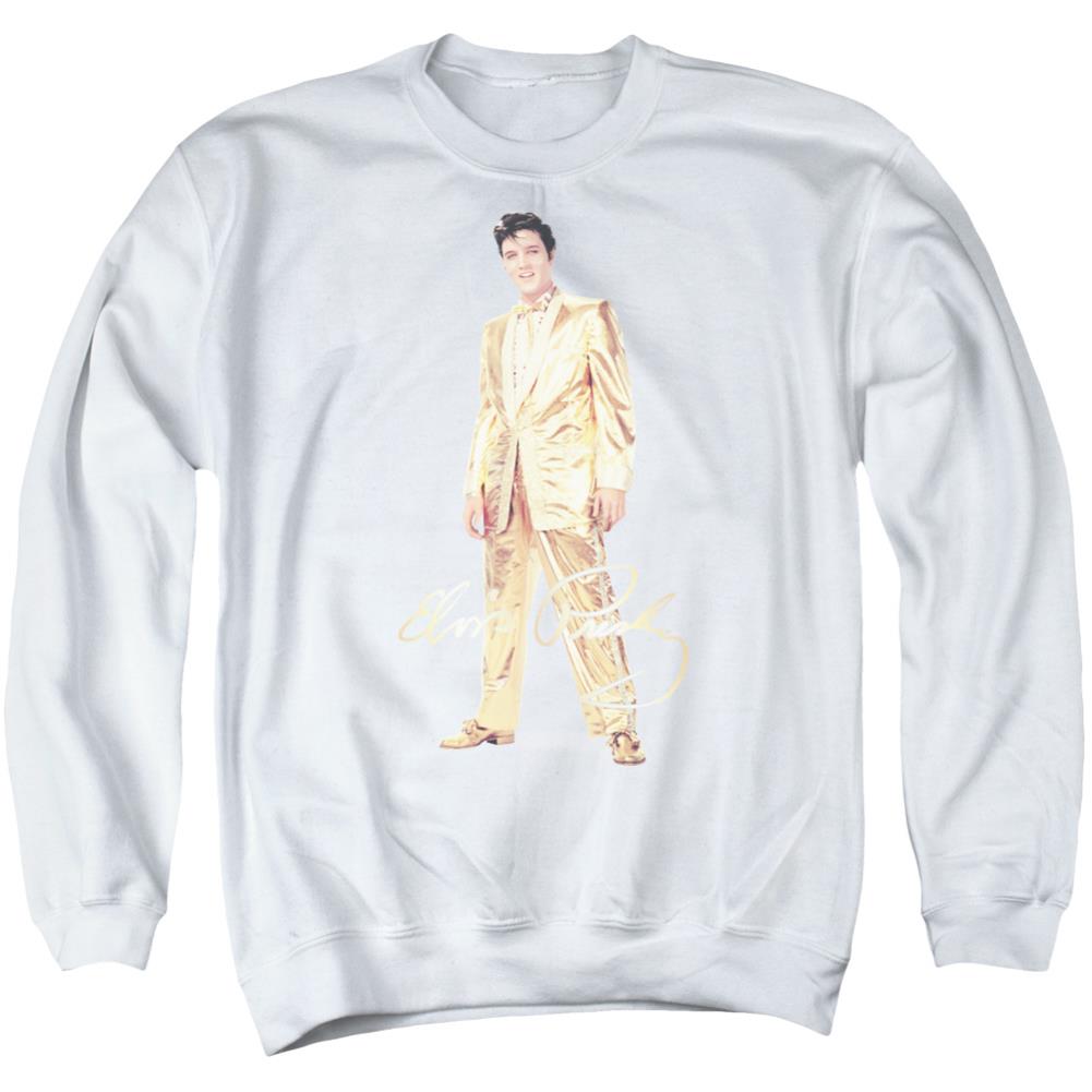 Elvis Presley Gold Lame Suit Men's Crewneck 50 50 Poly Long-Sleeve T-Shirt