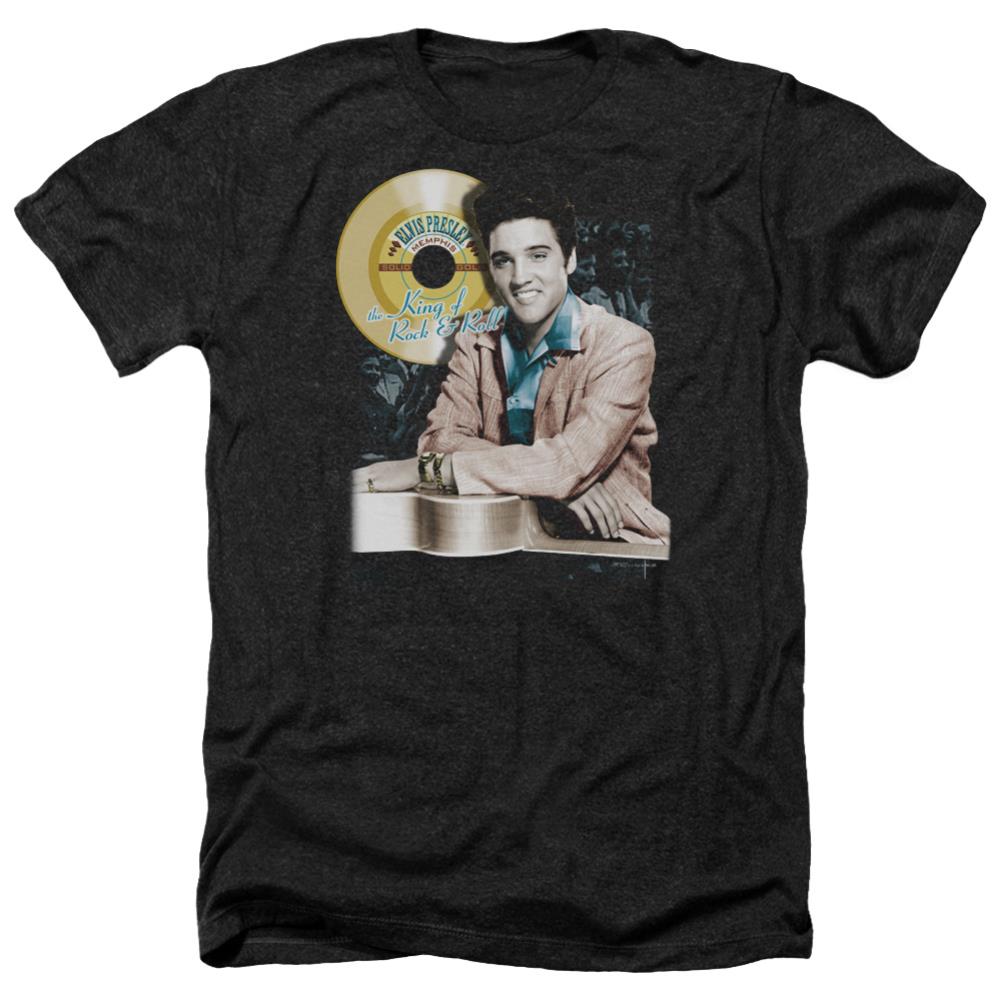 Elvis Presley Gold Record Men's 30/1 Heather 60 40 Poly Short-Sleeve T-Shirt