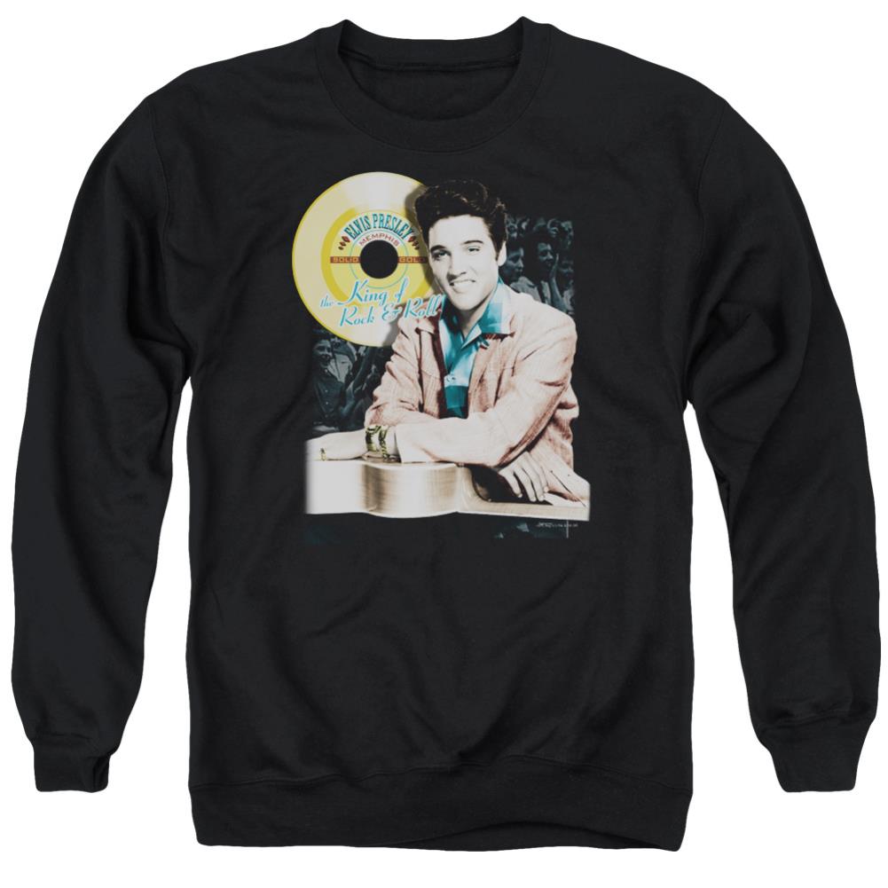 Elvis Presley Gold Record Men's Crewneck 50 50 Poly Long-Sleeve T-Shirt