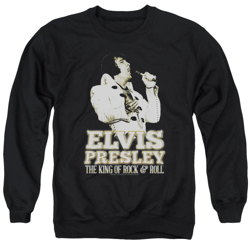 Elvis Presley Golden Men's Crewneck 50 50 Poly Long-Sleeve T-Shirt
