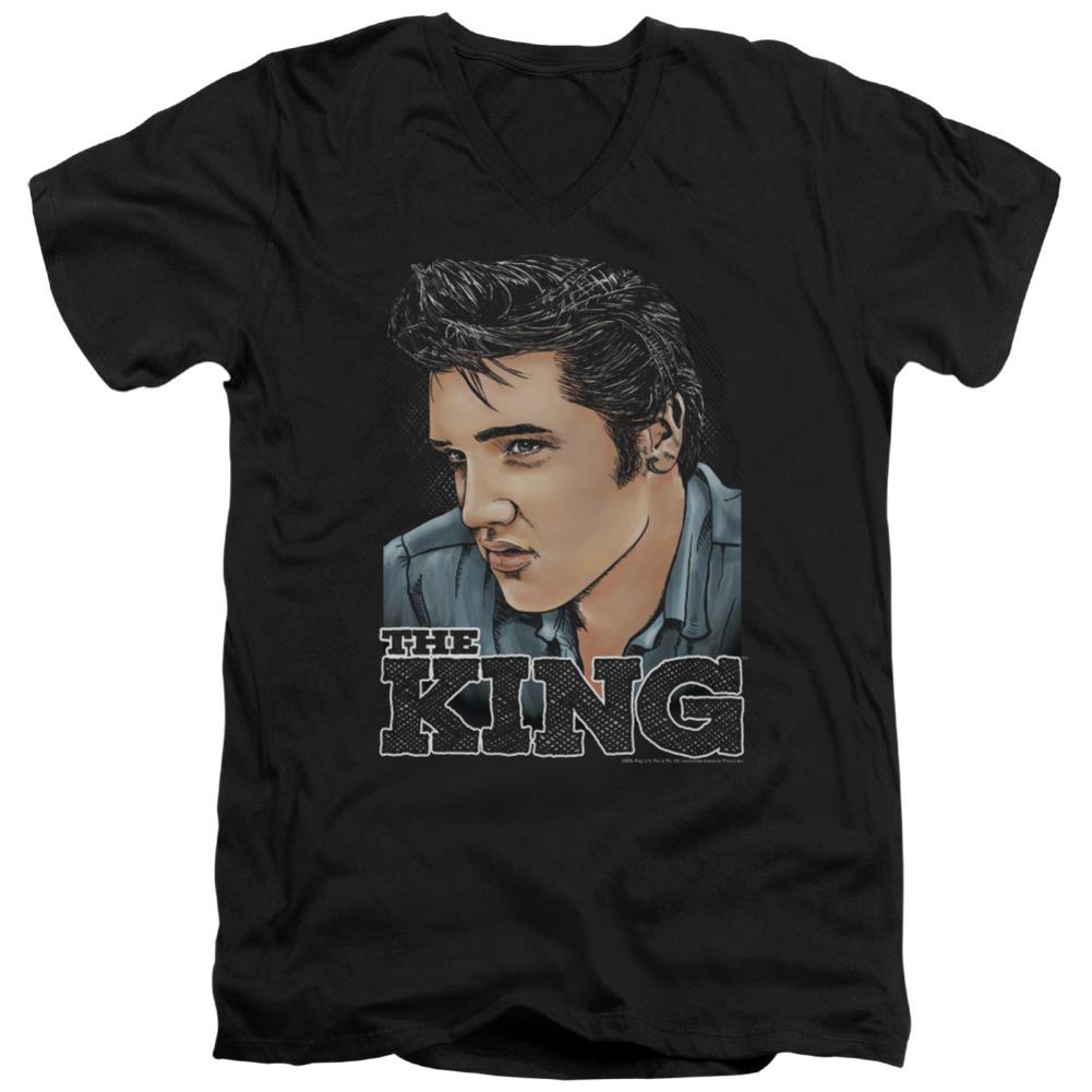 Elvis Presley Graphic King Men's 30/1 Cotton Slim V-Neck T-Shirt
