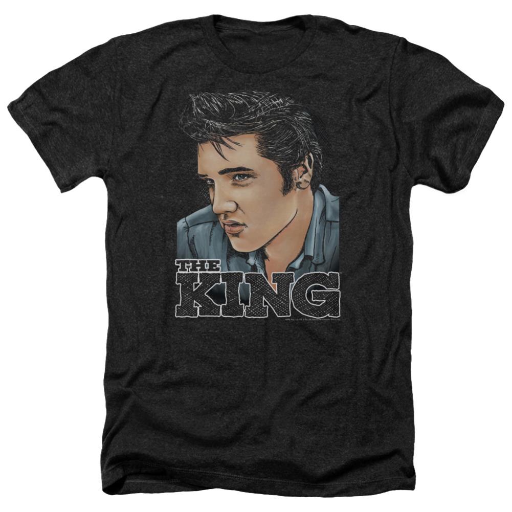Elvis Presley Graphic King Men's 30/1 Heather 60 40 Poly Short-Sleeve T-Shirt