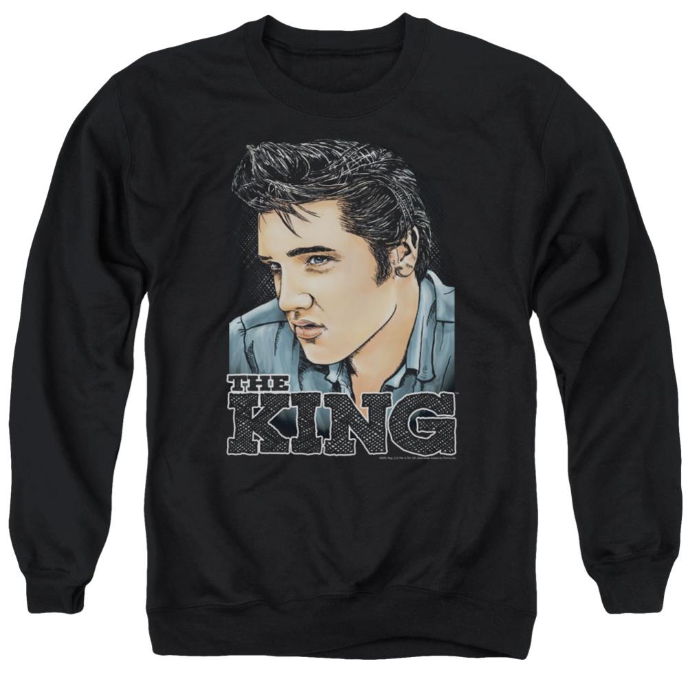 Elvis Presley Graphic King Men's Crewneck 50 50 Poly Long-Sleeve T-Shirt