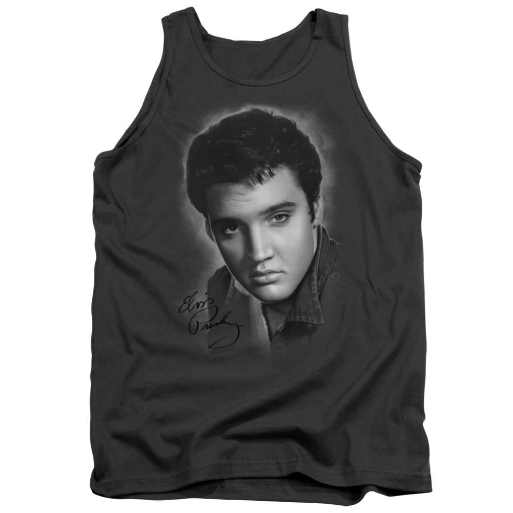 Elvis Presley Grey Portrait Men's 18/1 Cotton Tank Top