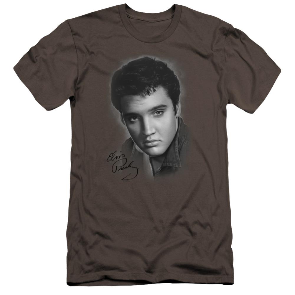 Elvis Presley Grey Portrait Men's Ultra-Soft 30/1 Cotton Slim Short-Sleeve T-Shirt