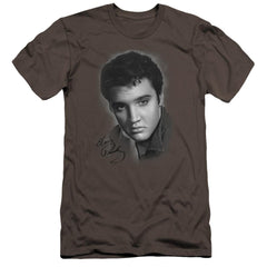 Elvis Presley Grey Portrait Men's Ultra-Soft 30/1 Cotton Slim Short-Sleeve T-Shirt